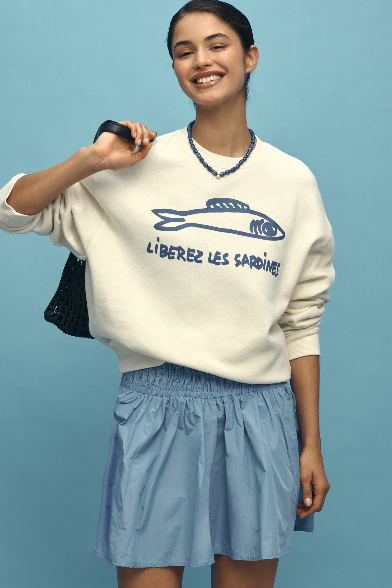 Clare V. Sardine Oversized Graphic Sweatshirt