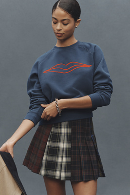 Clare V Flocked Lips Sweatshirt In Blue