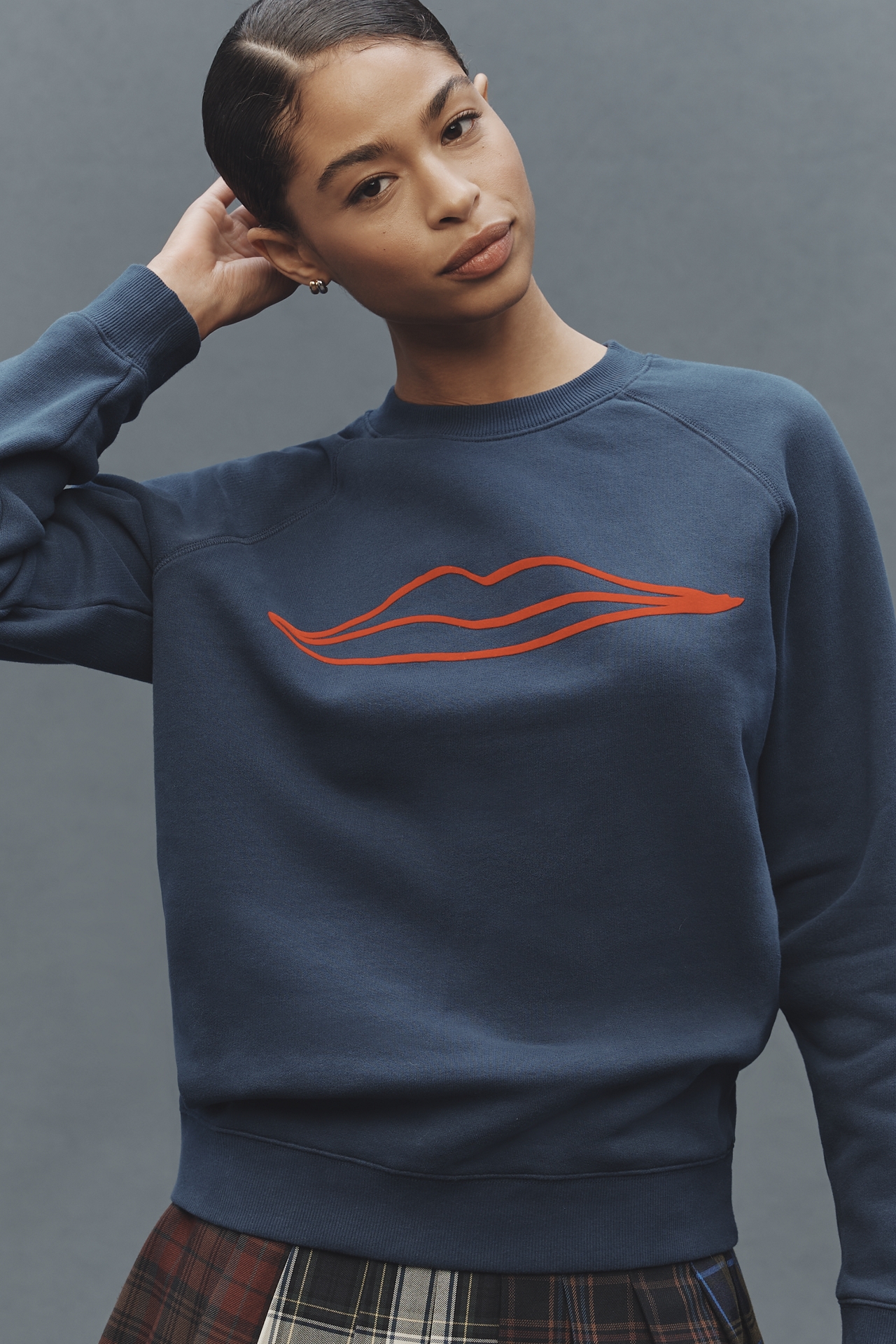 Clare V. Flocked Lips Sweatshirt