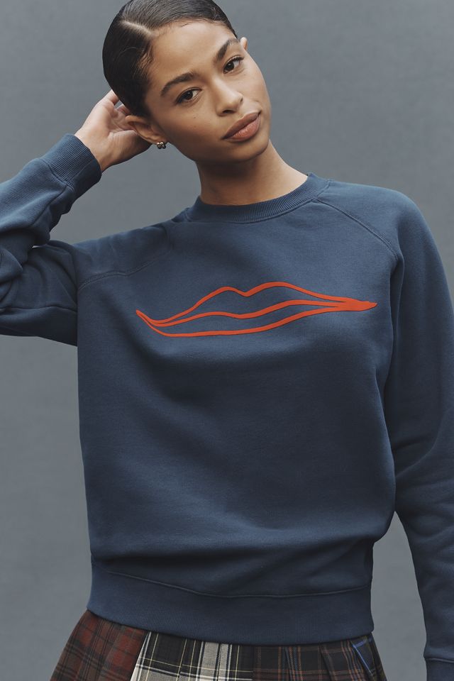 Clare V. Flocked Lips Sweatshirt | Anthropologie
