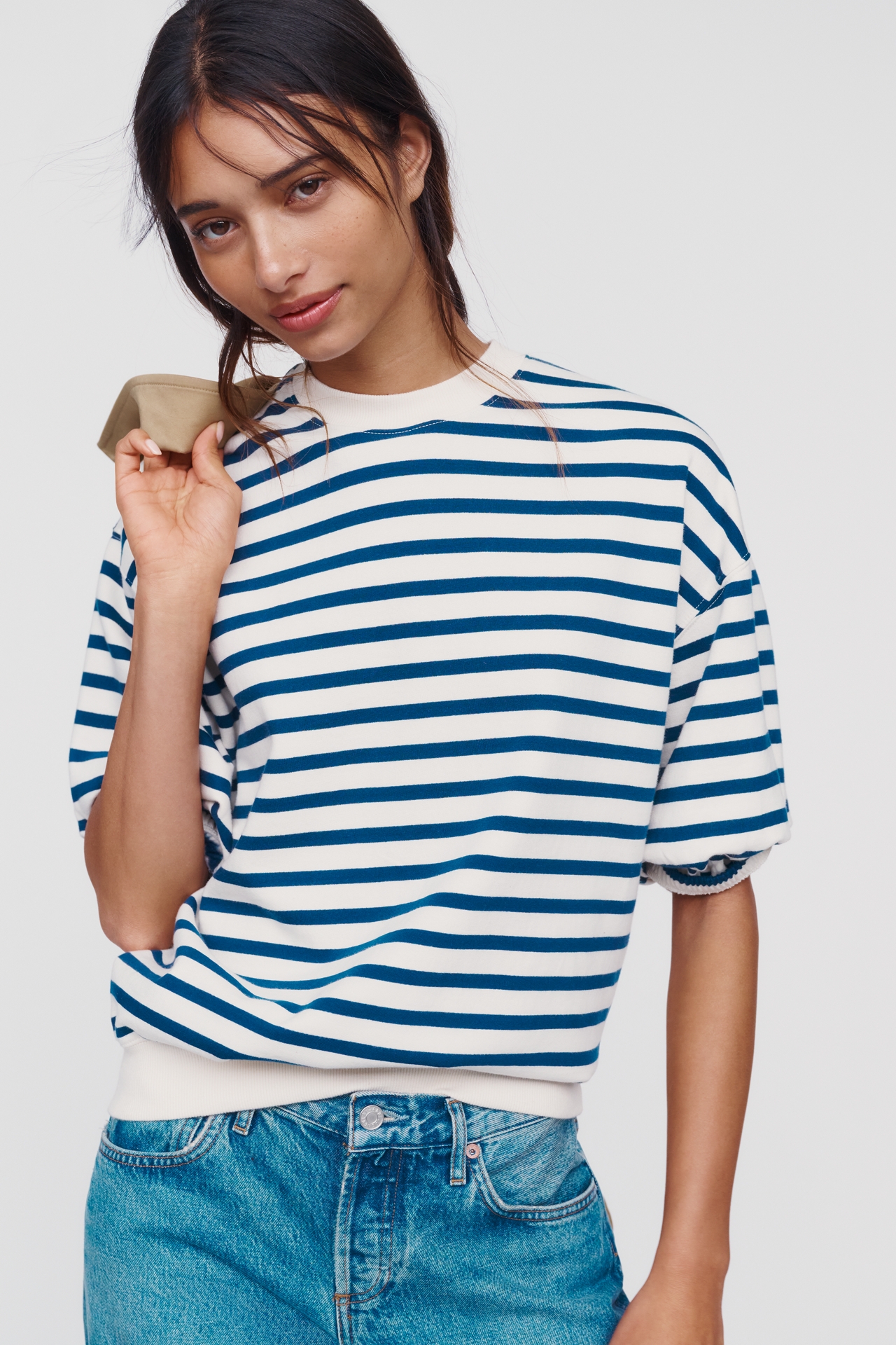 Clare V. 100% Cotton Short-Sleeve Sweatshirt