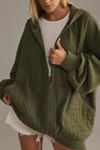 Pilcro Mixed Print Zip-Up Hooded Sweatshirt