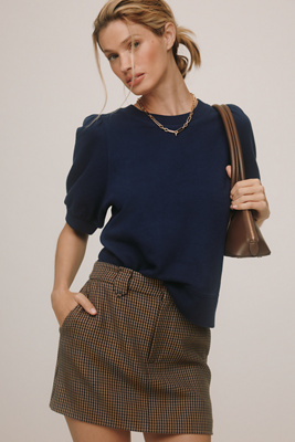 Maeve Puff-sleeve Sweatshirt Tee In Blue