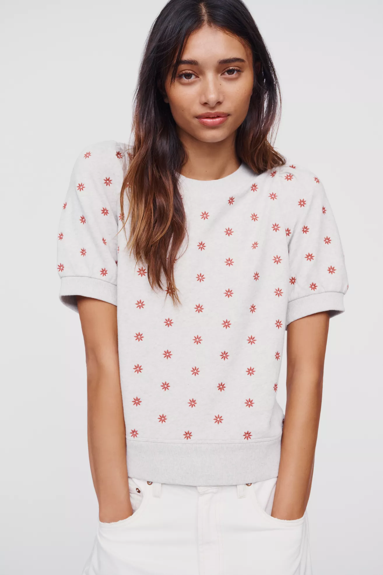Maeve Puff-Sleeve Sweatshirt Tee