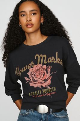 By Anthropologie 100% Cotton Flower Market Sweatshirt