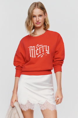 Maeve Merry 100% Cotton Graphic Sweatshirt by Anthropologie
