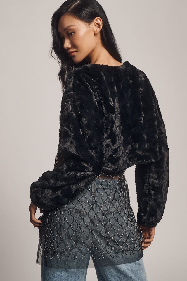 Maeve Faux Fur Shrug #1