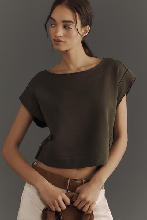By Anthropologie Drop-Shoulder Crop Top
