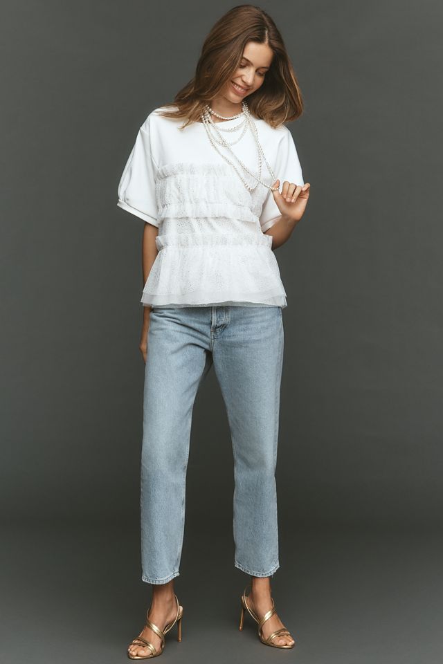 Maeve Short-Sleeve Smocked Ruffled Top  #2