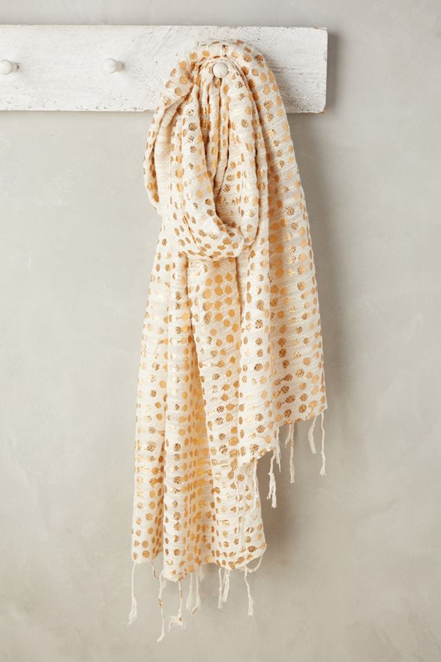 Polka Dotted Fringe Scarf