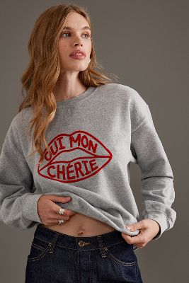 Shop By Anthropologie Oui Mon Chérie Slogan Sweatshirt In Multicolor