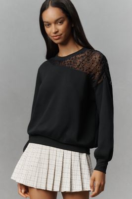 Maeve Sheer-Shoulder Pullover Knit Top