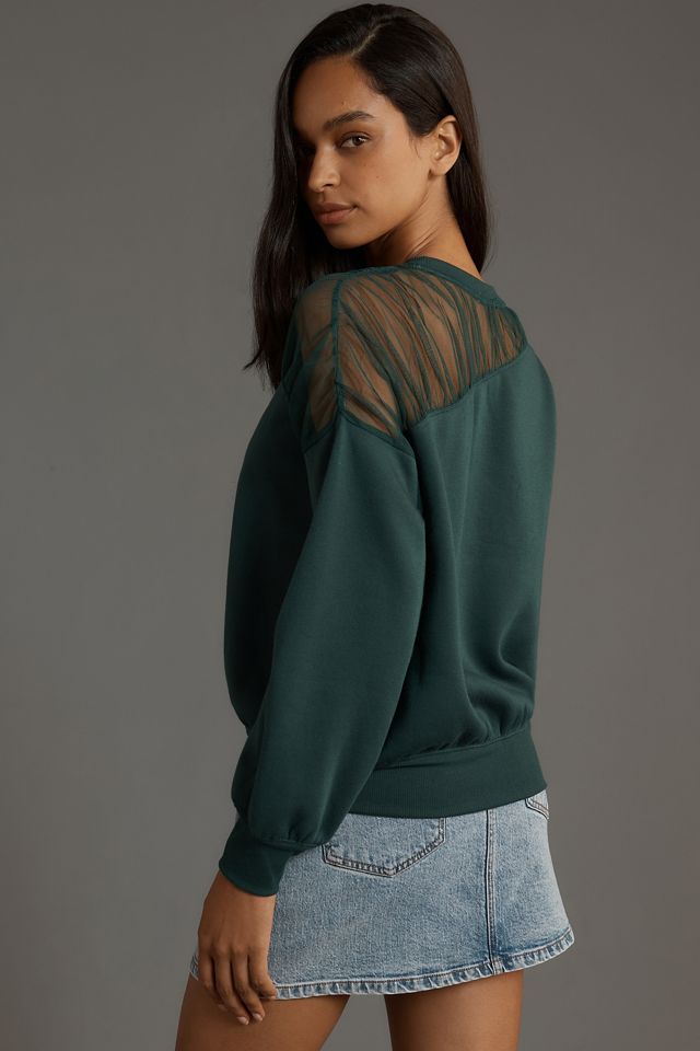 Maeve Sheer-Shoulder Pullover Knit Top #1