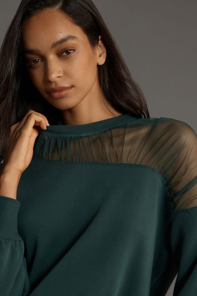 Maeve Sheer-Shoulder Pullover Knit Top #2