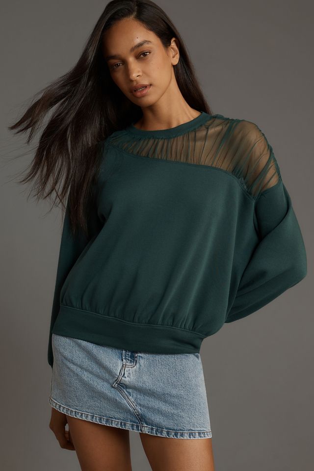 Maeve Sheer-Shoulder Pullover Knit Top #3
