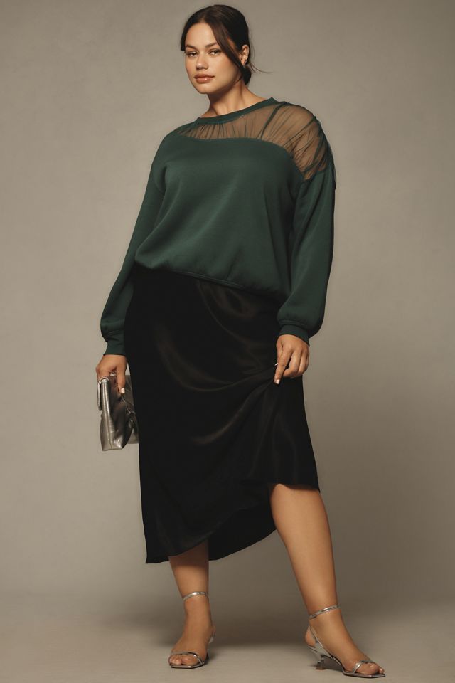Maeve Sheer-Shoulder Pullover Knit Top #6