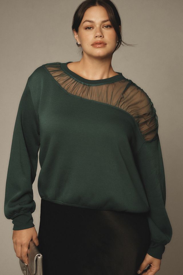 Maeve Sheer-Shoulder Pullover Knit Top #4
