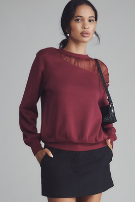 Maeve Sheer-shoulder Sweatshirt In Purple