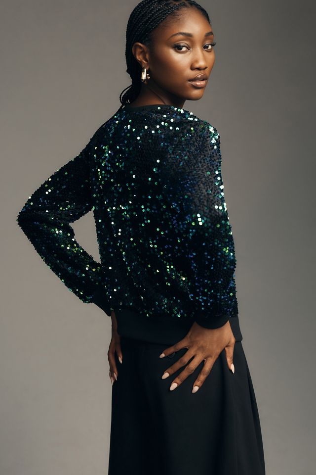 By Anthropologie Sequin Velvet Sweatshirt #1
