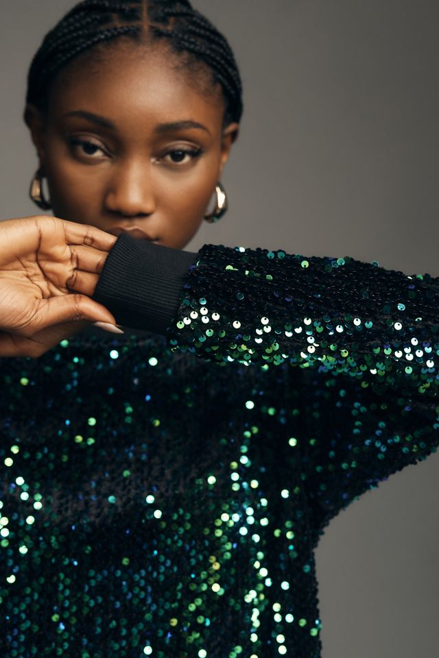 By Anthropologie Sequin Velvet Sweatshirt #3