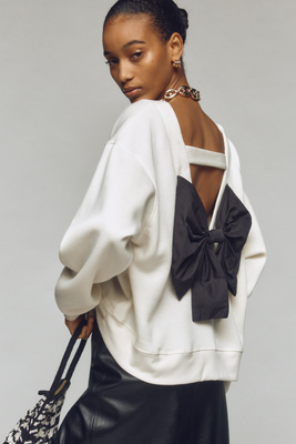 Maeve Bow-back Sweatshirt In White