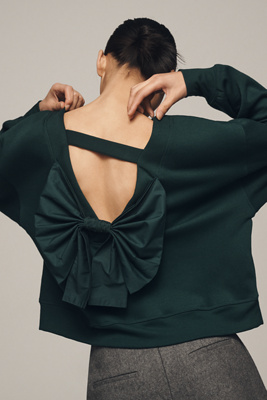 Maeve Bow-back Sweatshirt In Green