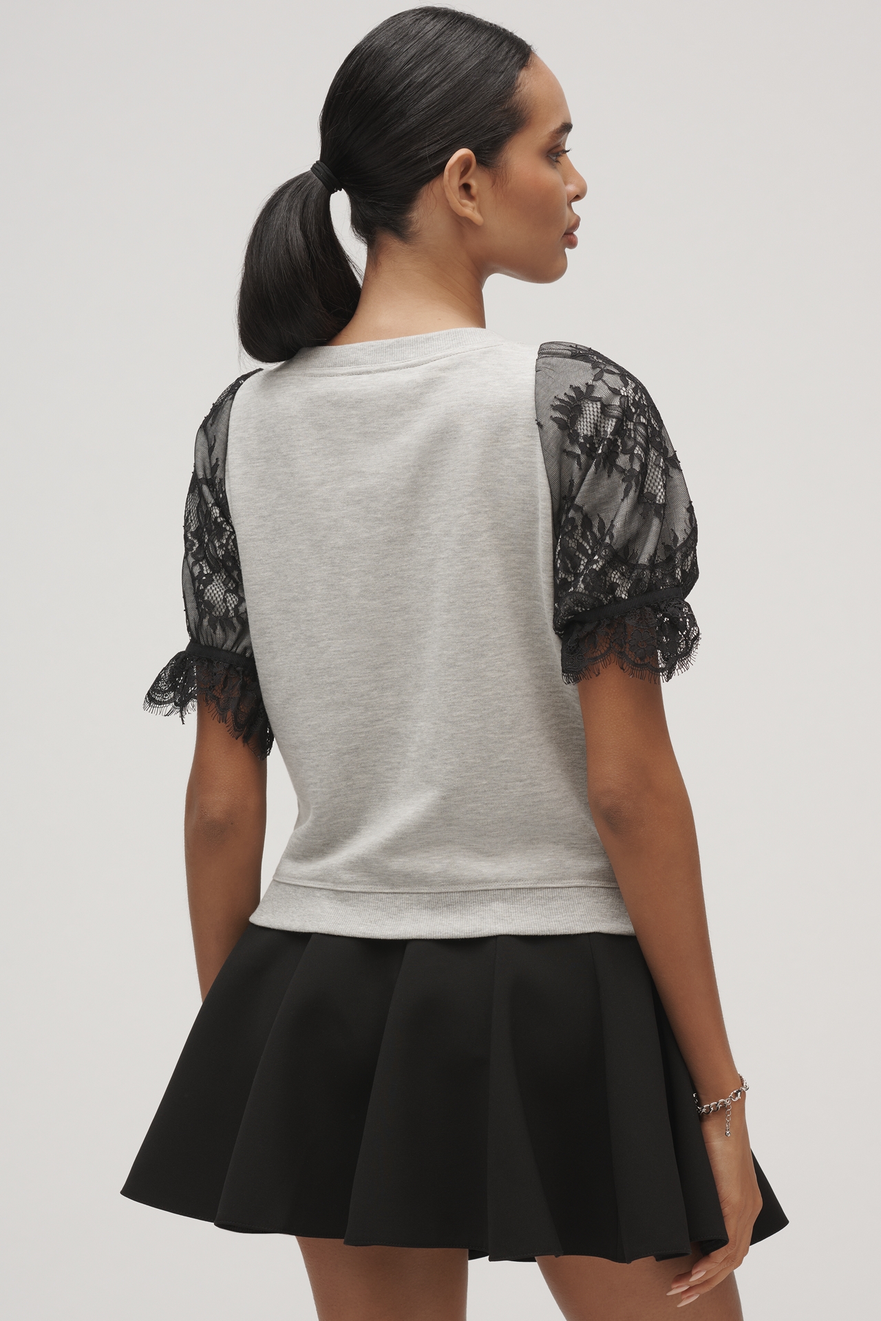 Maeve Puff-Sleeve Lace-Trim Top