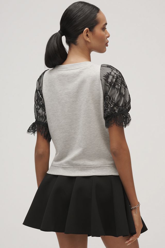 Maeve Puff-Sleeve Lace-Trim Top #1