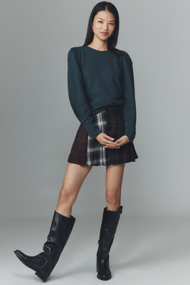 By Anthropologie Fastened Puff-sleeve Pullover In Black