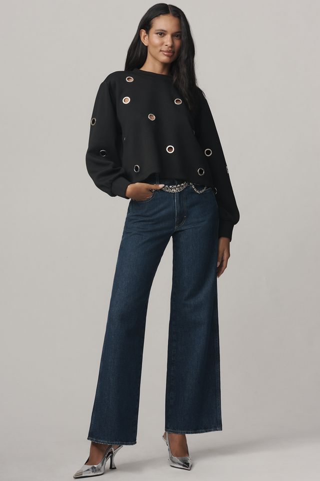 By Anthropologie Crew-Neck Grommet Sweatshirt #1