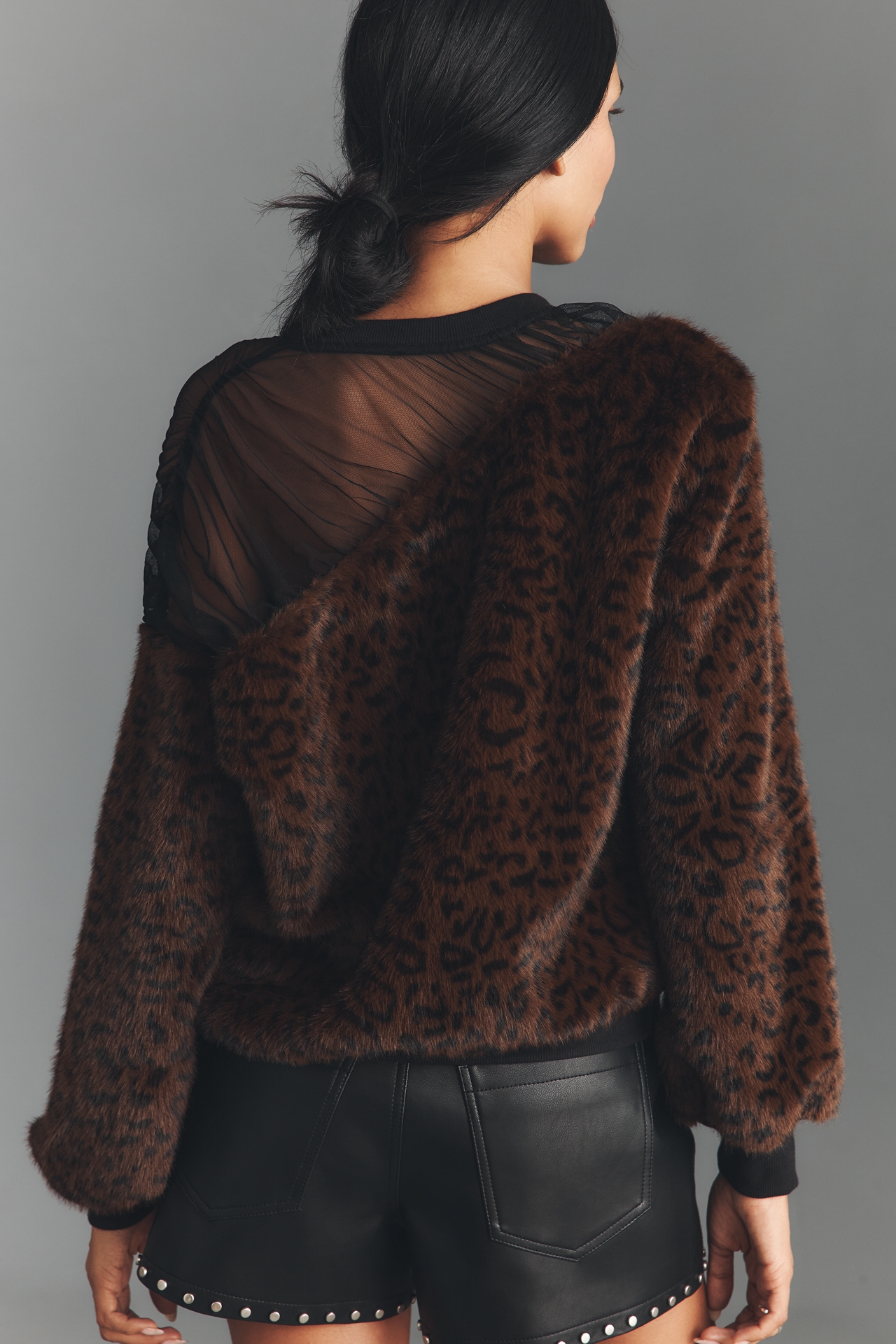 Maeve Faux-Fur Inset Pullover Sweatshirt