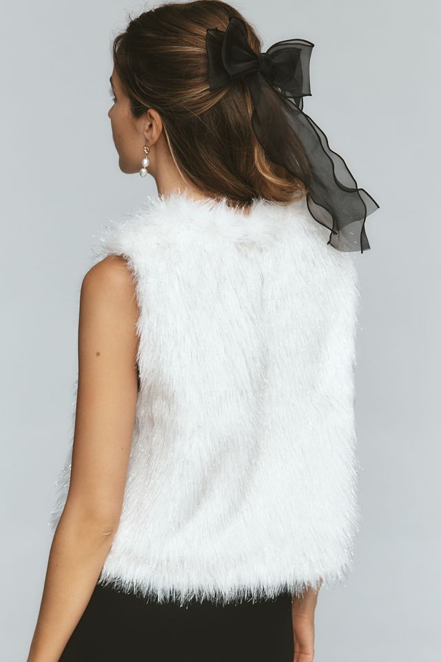 Maeve Shimmered Faux-Fur Sleeveless Mock-Neck Top #1