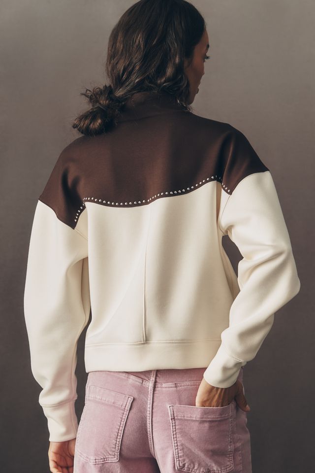 By Anthropologie Studded Half-Zip Sweatshirt #1