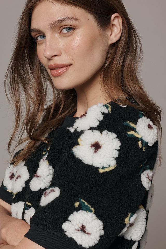 By Anthropologie Short-Sleeve Sherpa Fleece Top #1