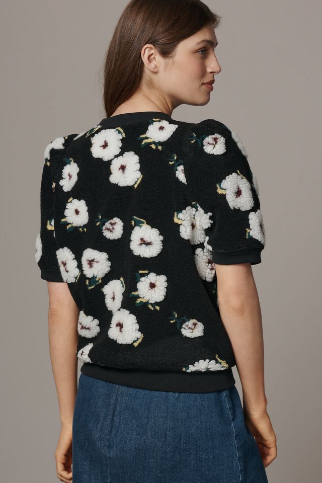 By Anthropologie Short-Sleeve Sherpa Fleece Top #2