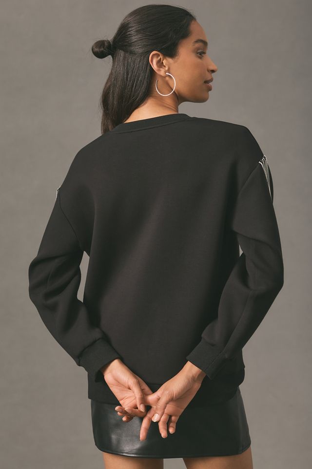 English Factory Rhinestone Fringe Sweatshirt #2