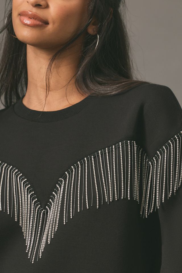 English Factory Rhinestone Fringe Sweatshirt #3