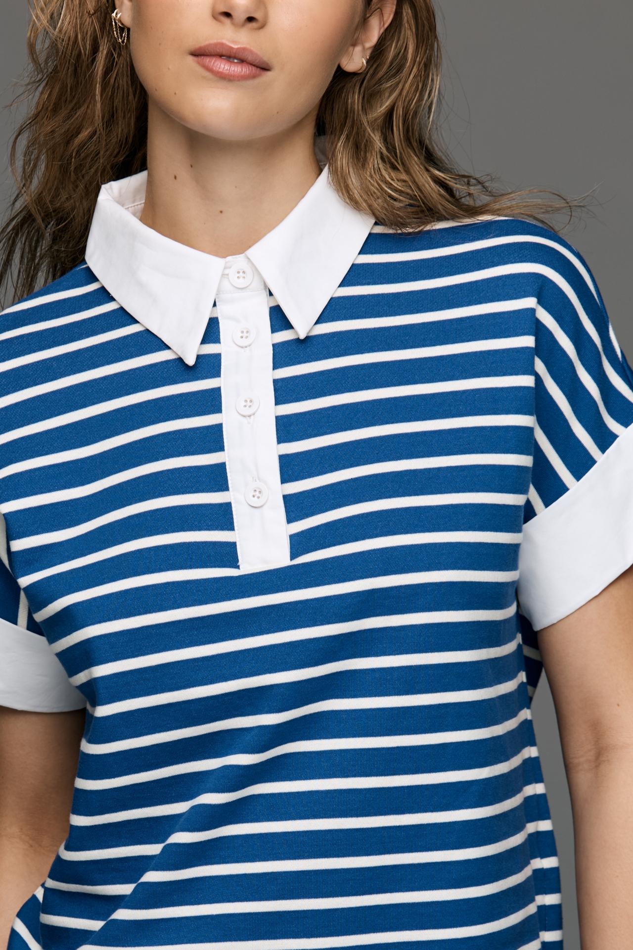 English Factory Collared Stripe Top