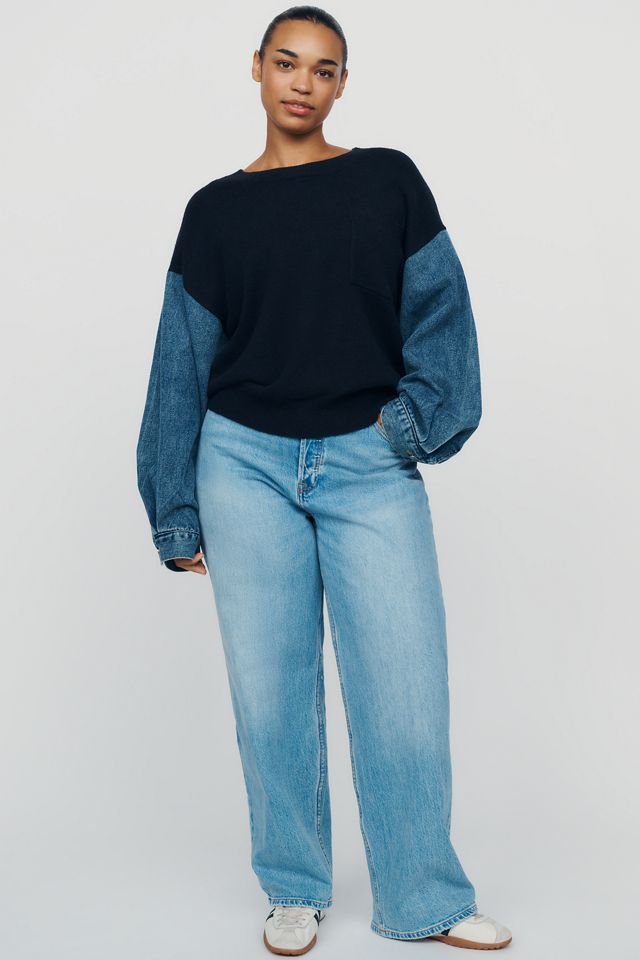 English Factory Plus Denim Twofer Sweatshirt #2