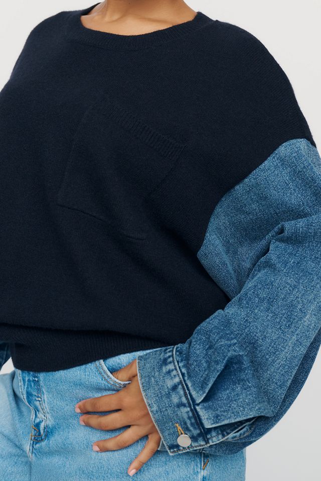 English Factory Plus Denim Twofer Sweatshirt #3