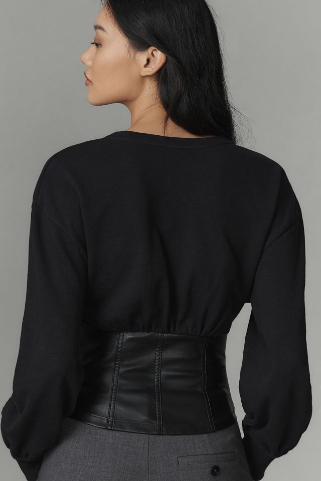 Pilcro Plus Faux Leather Corset Sweater #1