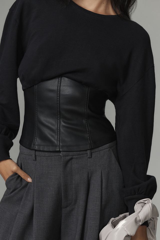 Pilcro Plus Faux Leather Corset Sweater #2