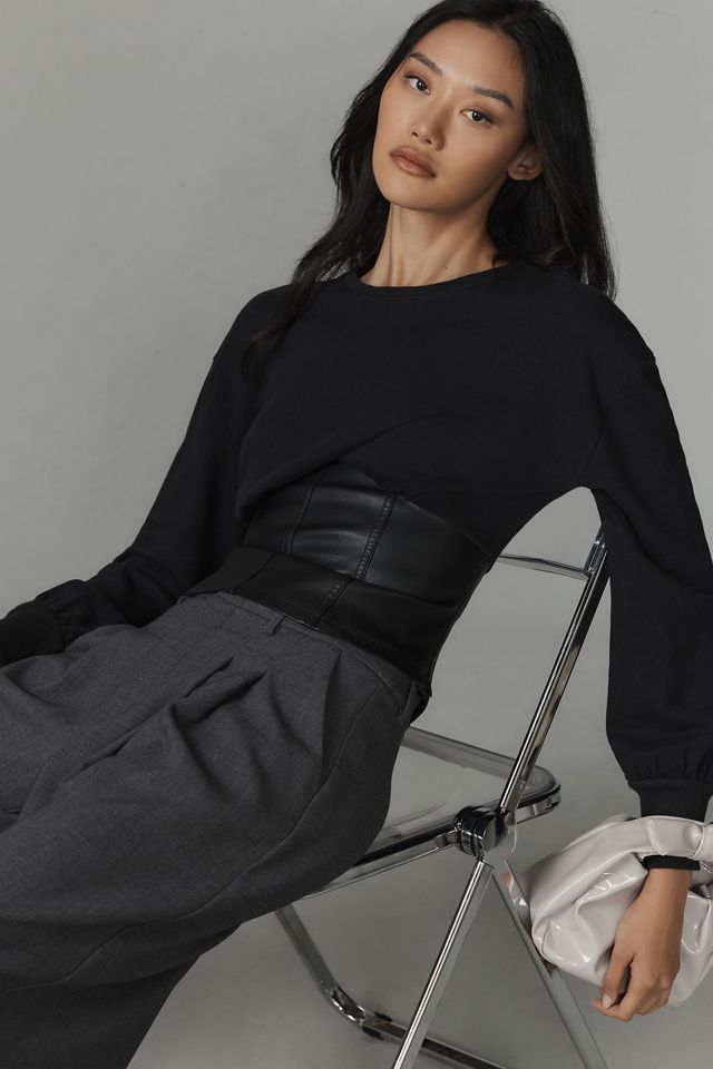 Pilcro Plus Faux Leather Corset Sweater #3