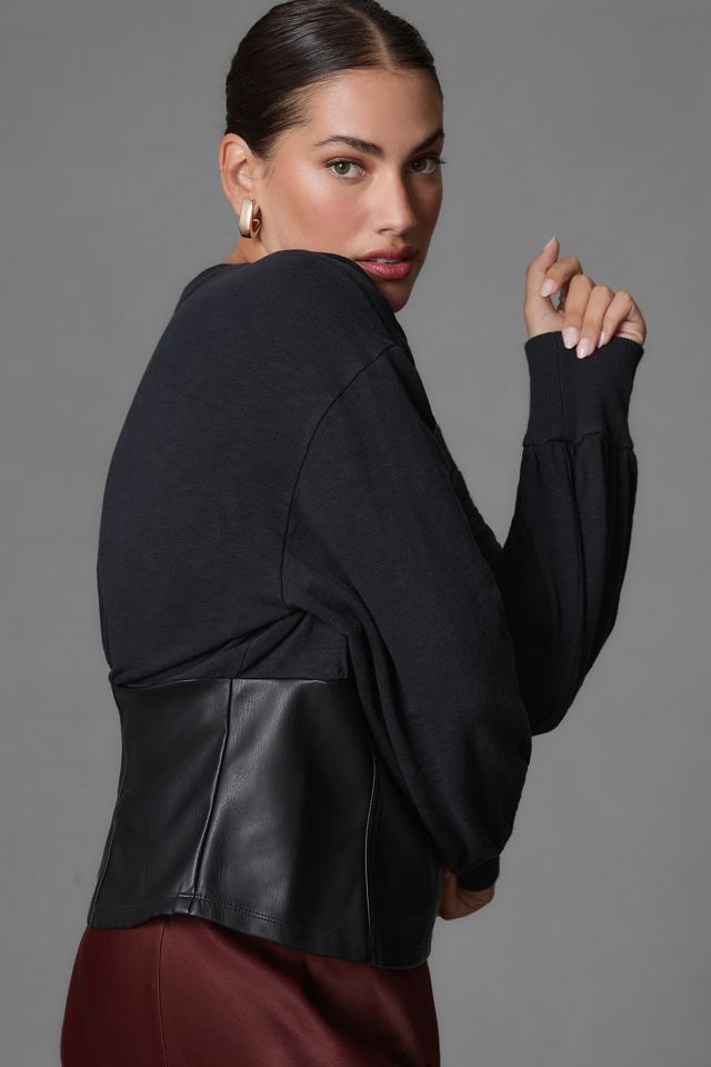 Pilcro Plus Faux Leather Corset Sweater #6