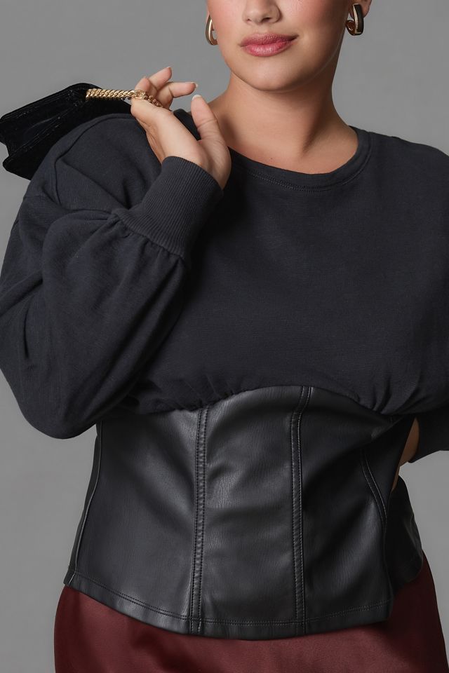 Pilcro Plus Faux Leather Corset Sweater #8