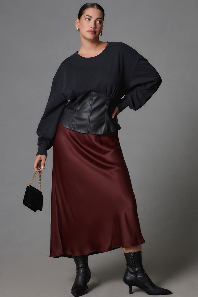 Pilcro Plus Faux Leather Corset Sweater #5