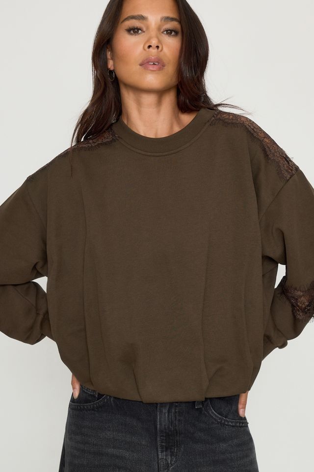 Sudadera con Ribete de Encaje By Anthropologie #1