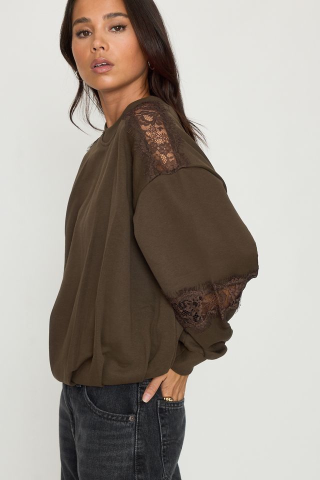 Sudadera con Ribete de Encaje By Anthropologie #4