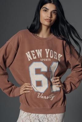 By Anthropologie New York 61 Graphic Sweatshirt In Brown