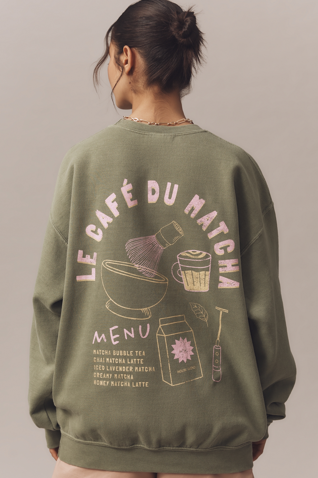 By Anthropologie Le Café du Matcha Graphic Sweatshirt